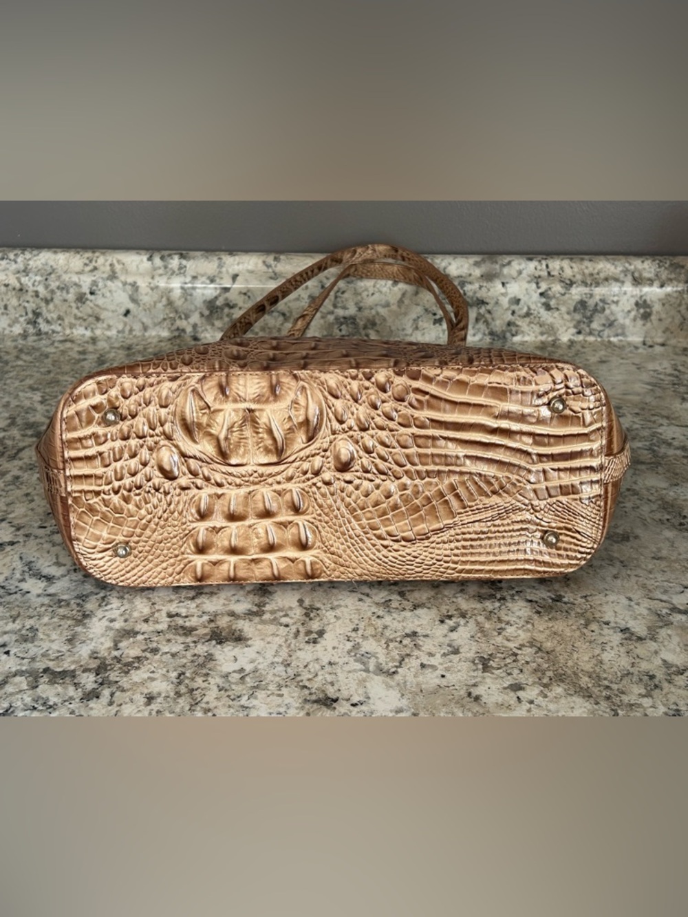 Brahmin Med. Asher Melbourne Croc Leather Tote Satchel Shoulder Bag Gold Brown - Picture 13 of 16